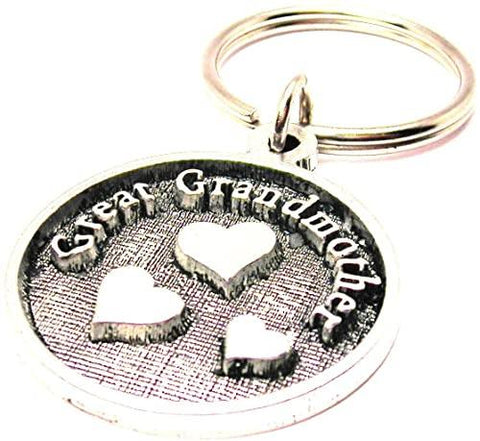 Great Grandmother Circle With Hearts Key Chain