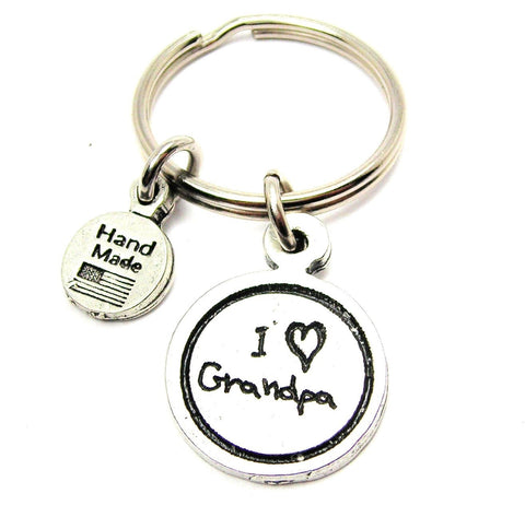 I Love Grandpa Child Handwriting Key Chain