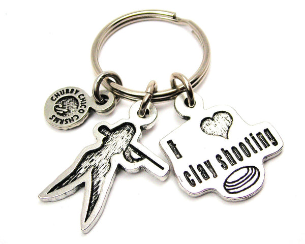 I Love Clay Shooting With Clay Shooting Girl Key Chain