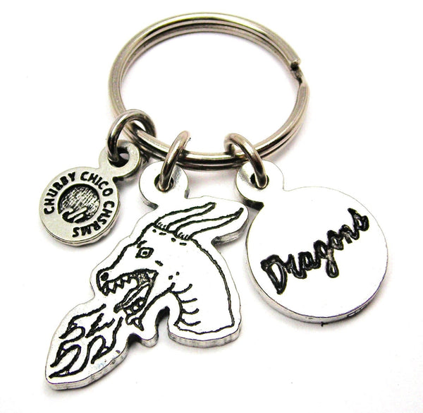 Dragon Head With Dragons Circle Key Chain