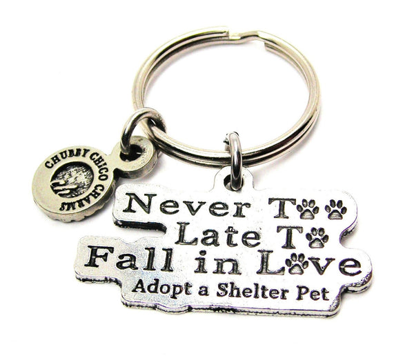 Never Too Late To Fall In Love Adopt A Shelter Pet Key Chain