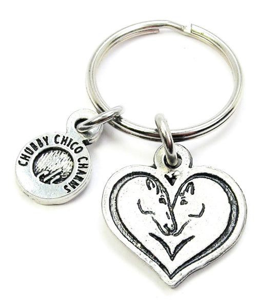 Double Horse Heart Key Chain