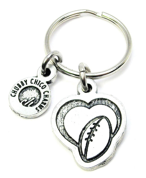 Heart With Football Key Chain