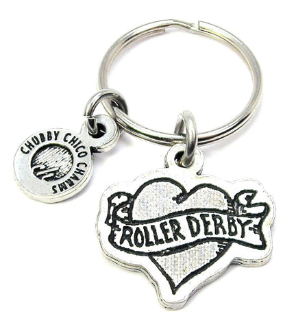 Roller Derby Tattoo Heart Key Chain