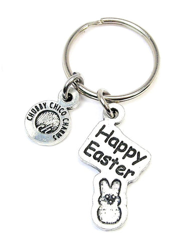 Happy Easter With Marshmallow Bunny Key Chain
