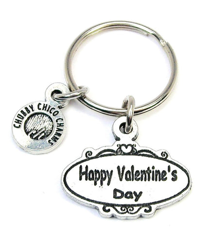 Happy Valentine's Day Oval Key Chain