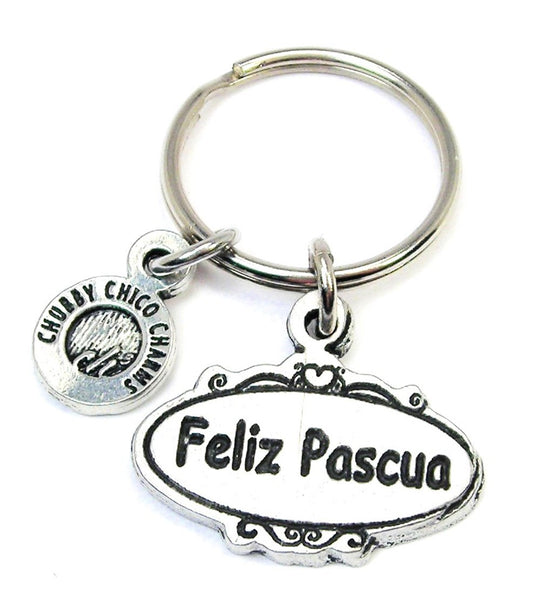 Feliz Pascue Oval Key Chain