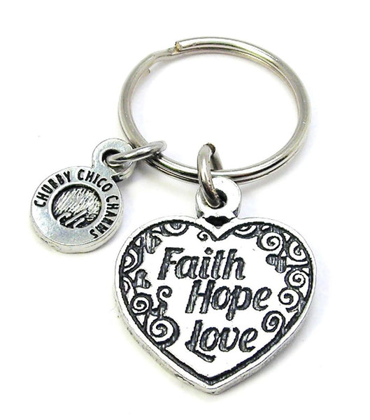 Faith Hope Love Heart Key Chain