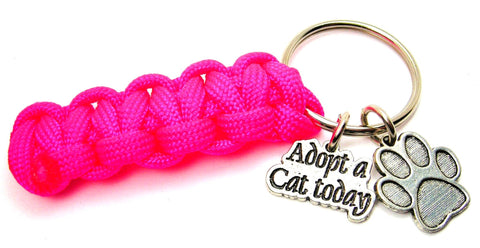 Adopt A Cat Today With Paw Print 550 Military Spec Paracord Key Chain