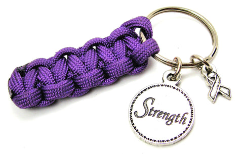 Strength Circle With Awareness Ribbon 550 Military Spec Paracord Key Chain