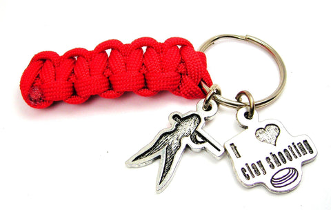 I Love Clay Shooting With Clay Shooting Girl 550 Military Spec Paracord Key Chain
