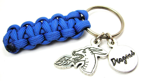 Dragon Head With Dragons Circle 550 Military Spec Paracord Key Chain