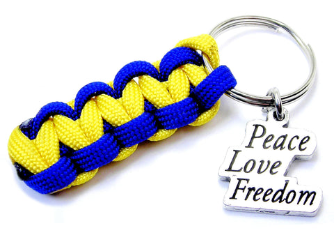 Peace Love Freedom Ukraine 550 Military Spec Paracord Key Chain