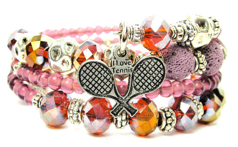 I Love Tennis With Crossed Racquets Multi Wrap Bracelet