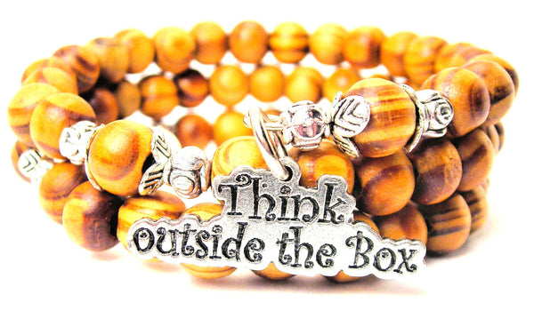Think Outside The Box Natural Wood Wrap Bracelet