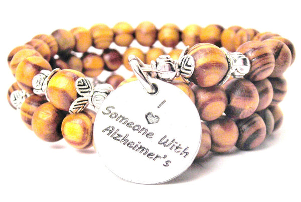 I Love Someone With Alzheimers Natural Wood Wrap Bracelet