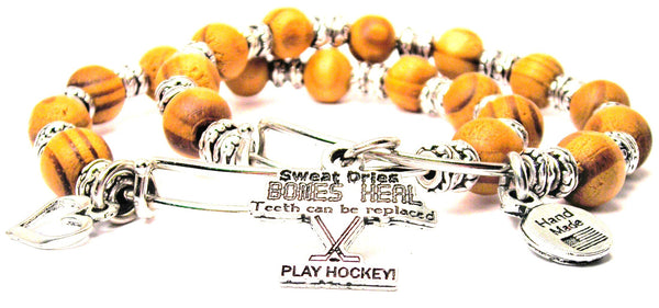 Sweat Dries Bones Heal Teeth Can Be Replaced Play Hockey Natural Wood Double Bangle Set