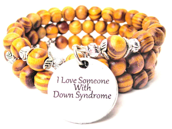 I Love Someone With Down Syndrome Natural Wood Wrap Bracelet