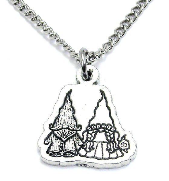 Yard Gnomes In Love Single Charm Necklace