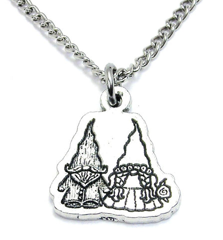 Yard Gnomes In Love Single Charm Necklace