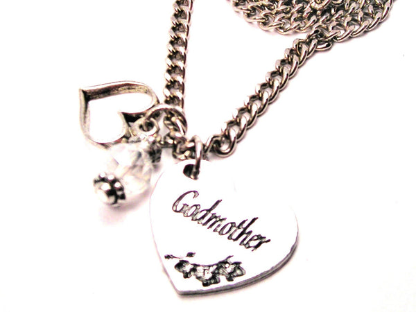 Godmother Heart And Crystal Necklace