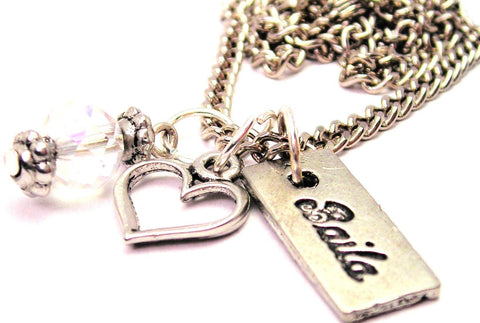 Baila Tab Necklace with Small Heart