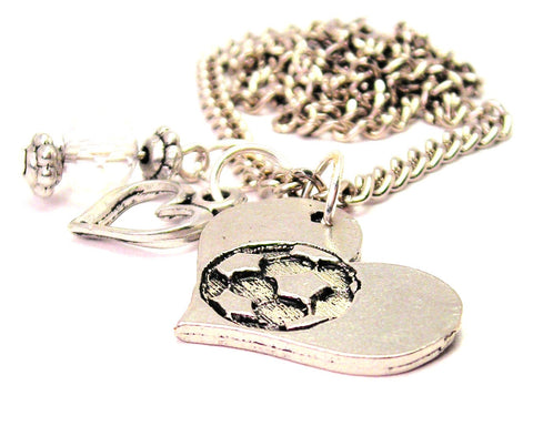Soccer In Your Heart Necklace with Small Heart