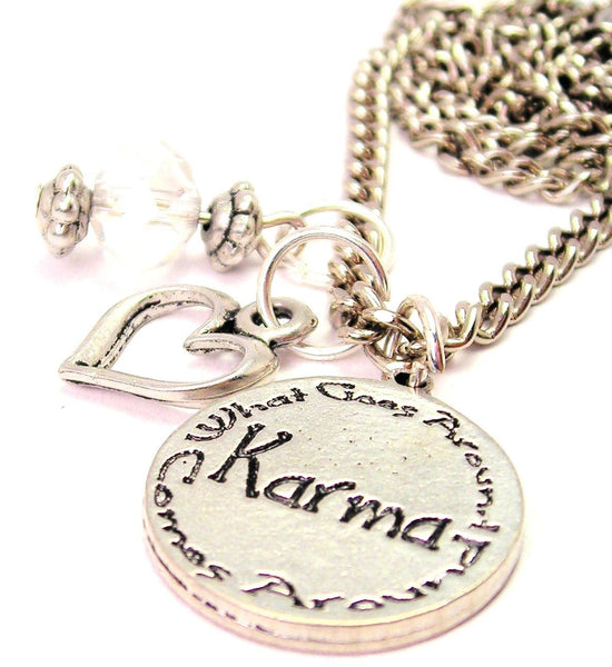 Karma What Goes Around Comes Around Necklace with Small Heart