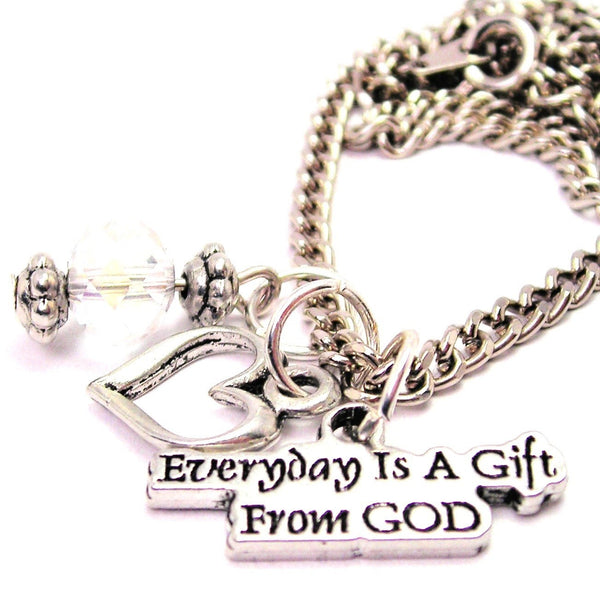 Everyday Is A Gift From God Necklace with Small Heart