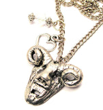 Demon Face Necklace with Small Heart