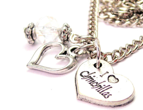 I Love Chinchillas Necklace with Small Heart