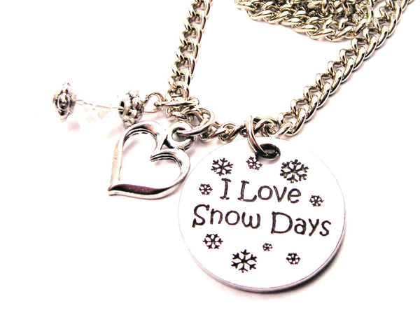 I Love Snow Days Necklace with Small Heart