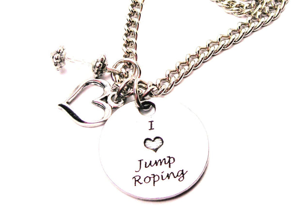 I Love Jump Roping Necklace with Small Heart