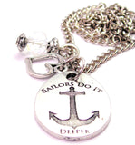 Sailors Do It Deeper Anchor Necklace with Small Heart