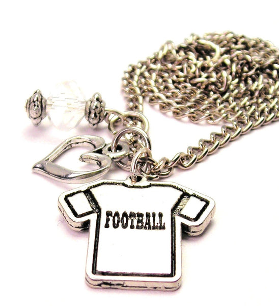 Football Jersey Necklace with Small Heart