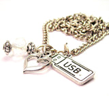 USB Flash Drive Necklace with Small Heart