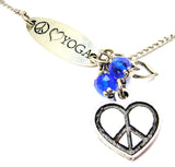 Peace Love Yoga And Peace Heart Lariat Necklace