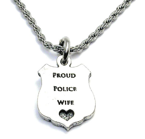 Proud Police Wife Single Charm Necklace