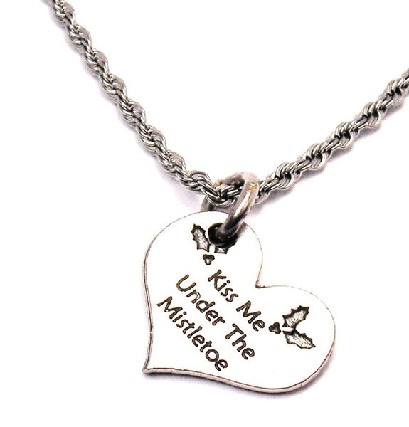 Kiss Me Under The Mistletoe Single Charm Necklace