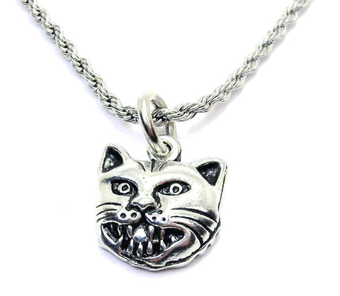 Angry Cat Single Charm Necklace