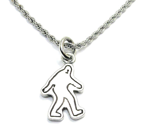 Bigfoot Silhouette Single Charm Necklace