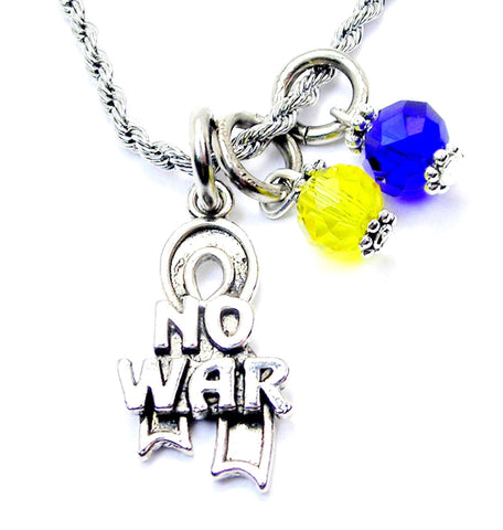 No War For Ukraine Necklace with Crystal Accent