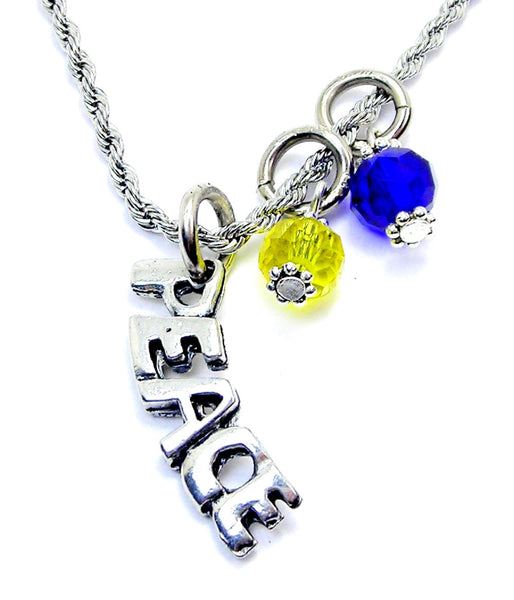 Peace Ukraine Necklace with Crystal Accent