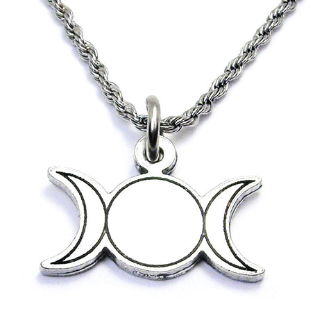 Simple Triple Moon Single Charm Necklace
