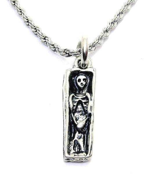 Skeleton In Coffin Single Charm Necklace