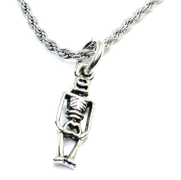 Simple Standing Skeleton Single Charm Necklace