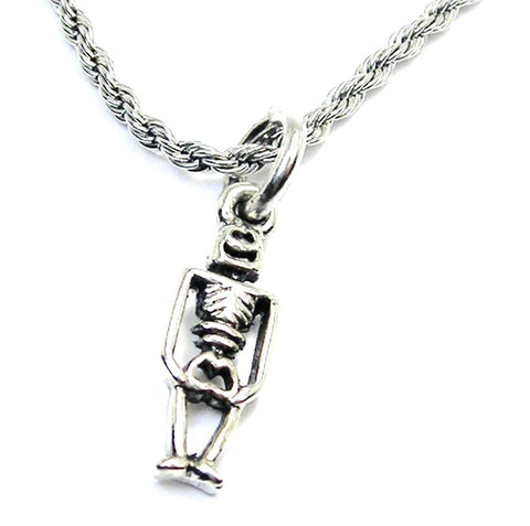 Simple Standing Skeleton Single Charm Necklace