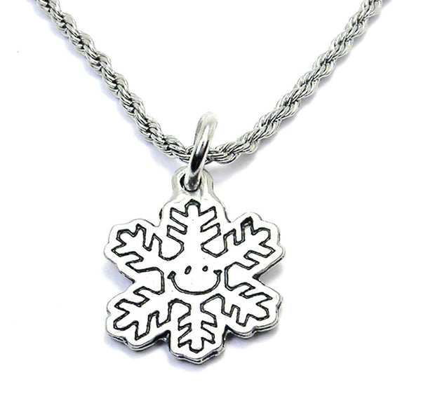 Smiling Snowflake Single Charm Necklace