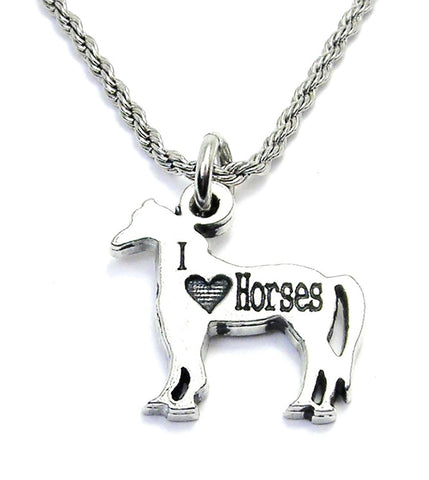 I Love Horses Single Charm Necklace