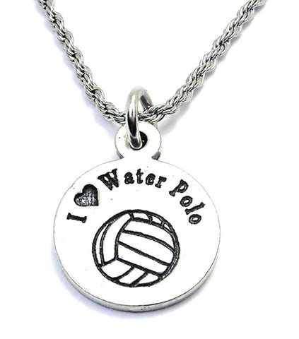 I Love Water Polo Single Charm Necklace